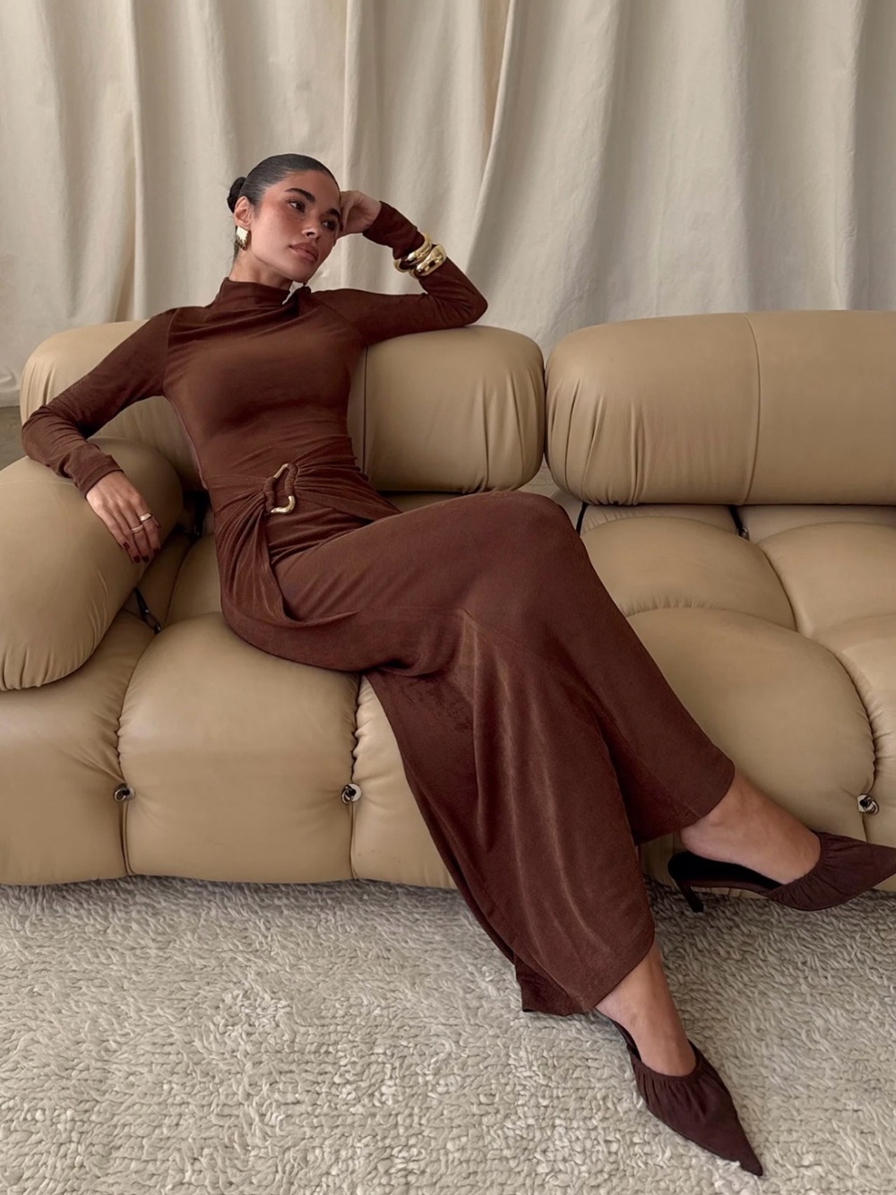 Princess Polly Yaqueline Long Sleeve Ruched Maxi Dress